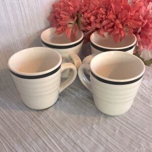 TARGET brand HOME set 4 ceramic white & black striped swirl pattern coffee mugs